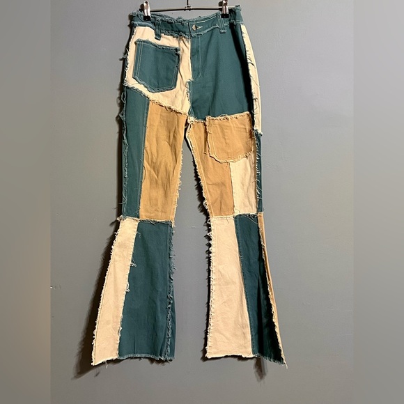 kToo Denim - KTOO Grunge boho Patchwork Pant hippie Flare Pants size medium (26 waist)
